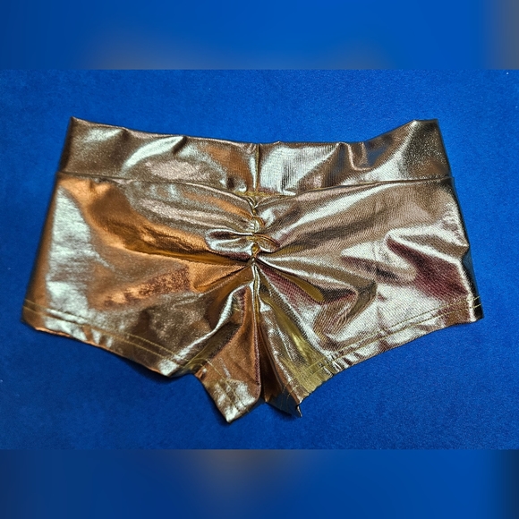 iHeartRaves Metallic Booty Shorts - Gold S - Picture 6 of 6